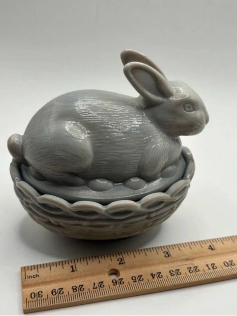 Mosser Glass Marble Grey Rabbit bunny on nest